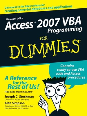 cover image of Access 2007 VBA Programming For Dummies